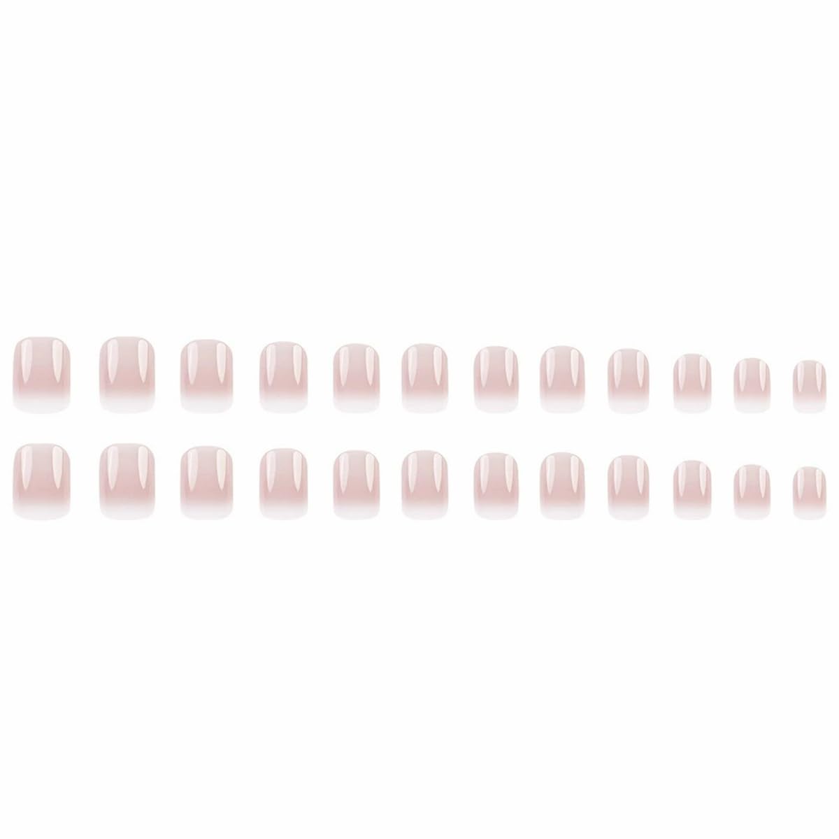 Short Square Press on Nails French Fake Nails Ombre Acrylic Nails Press on Full Cover Glossy False Nails Artificial Stick on Nail for Women Manicure Decoration 24PCS : Beauty & Personal Care