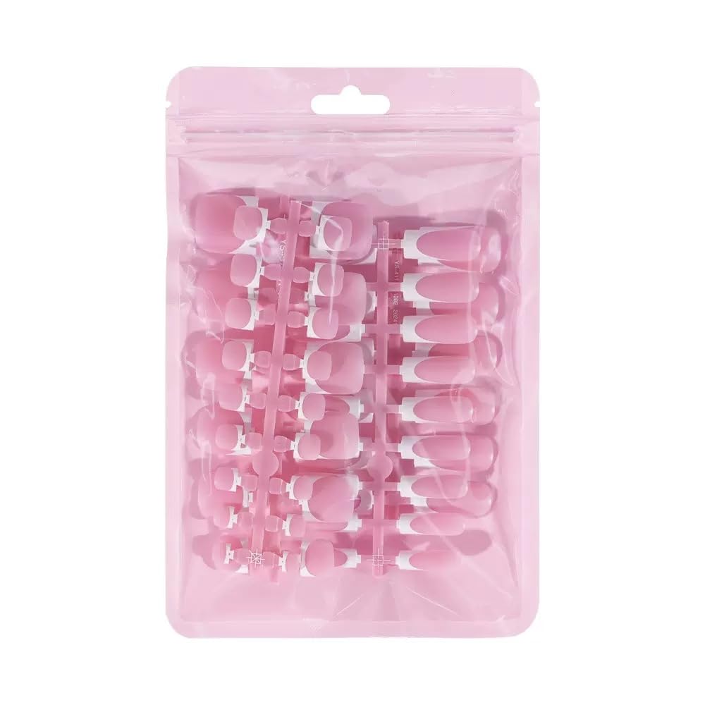 NHIXK 60Pcs White French Tip Press on Nails & Press on Toenails Set. Square Press on Nails Medium Fake Nails French False Toenails Full Cover Stick on Nails for Women Manicure Kit : Beauty & Personal Care