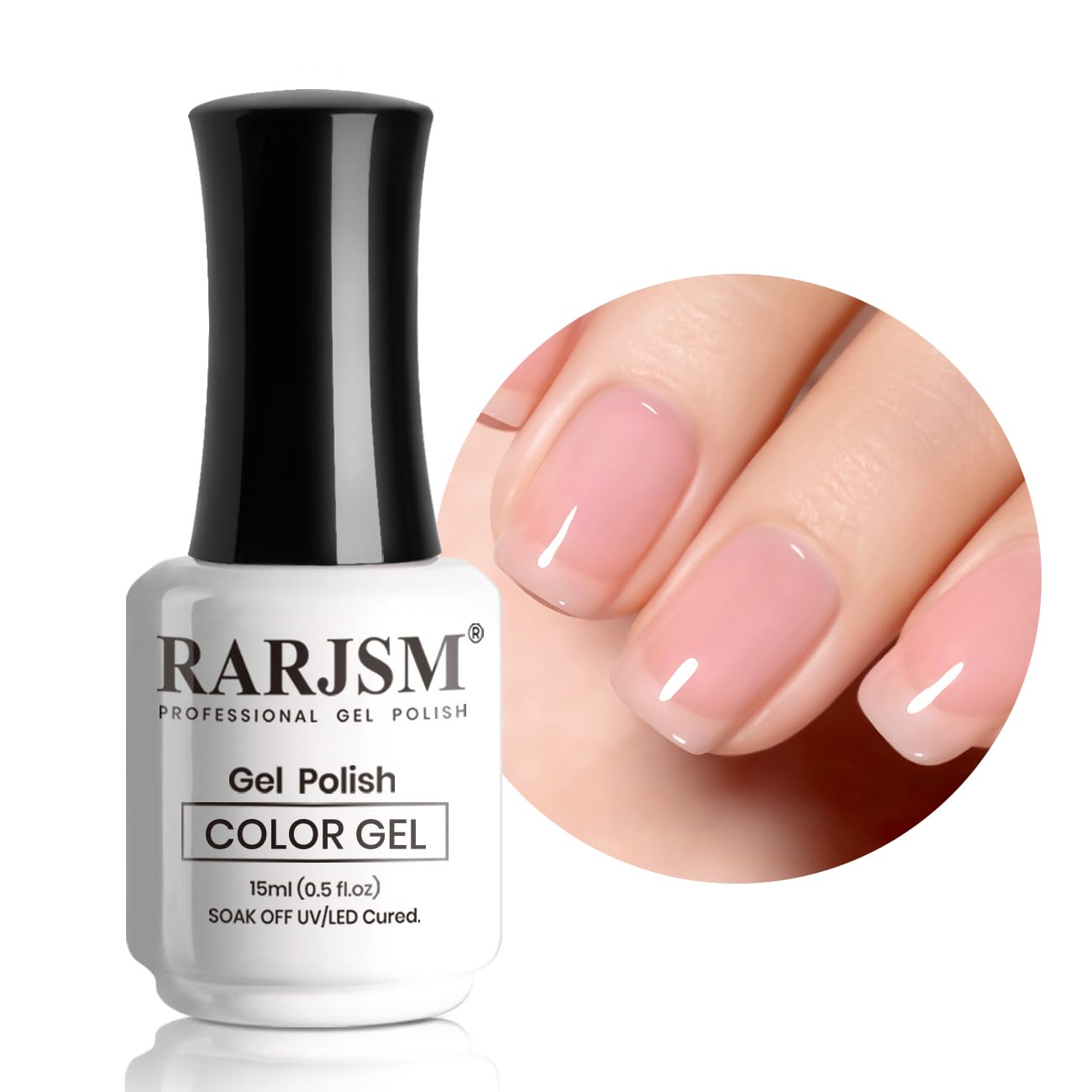 RARJSM Nude Gel Polish Sheer Rose Pink Gel Nail Polish Clear Pink French Manicure Nude Pink Jelly Nail GelPolish Varnish Curing Requires 1pcs 15ml LED UV Gel Soak Off for Home Salon Nail Art DIY : Beauty & Personal Care