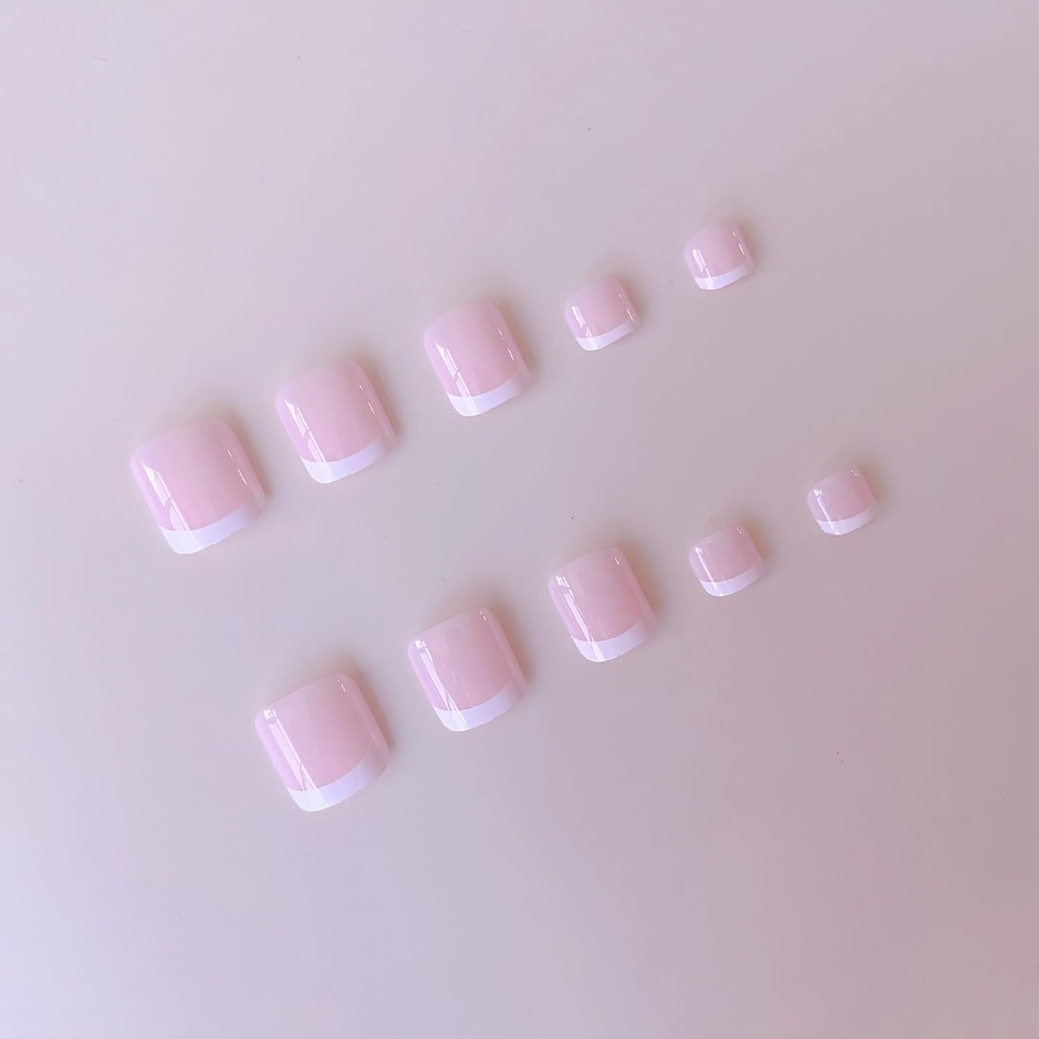 NHIXK 60Pcs White French Tip Press on Nails & Press on Toenails Set. Square Press on Nails Medium Fake Nails French False Toenails Full Cover Stick on Nails for Women Manicure Kit : Beauty & Personal Care