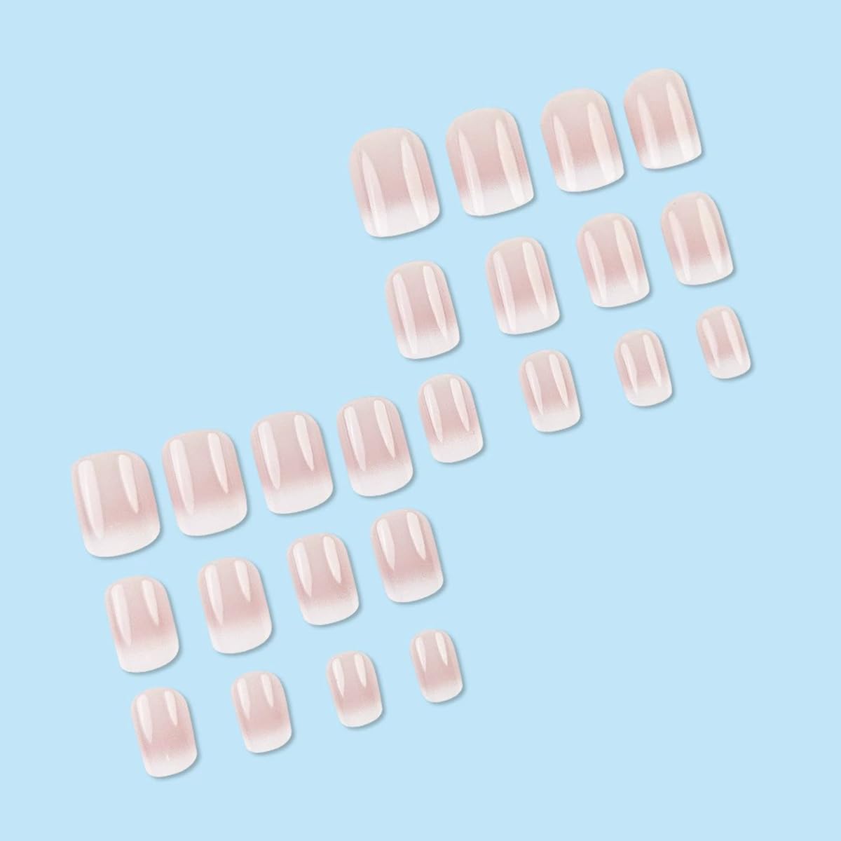 Short Square Press on Nails French Fake Nails Ombre Acrylic Nails Press on Full Cover Glossy False Nails Artificial Stick on Nail for Women Manicure Decoration 24PCS : Beauty & Personal Care