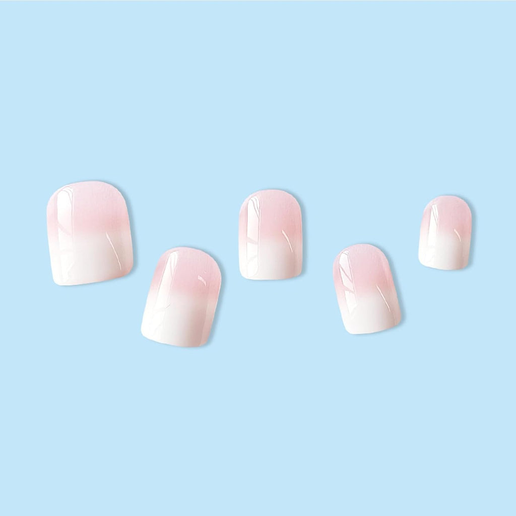 WAFOLOZE Nails Press ons.White Ombre Short Square Press on Nails Fake Nails Glossy Acrylic Artificial Nails Stick on Nails for Women 24Pcs : Beauty & Personal Care