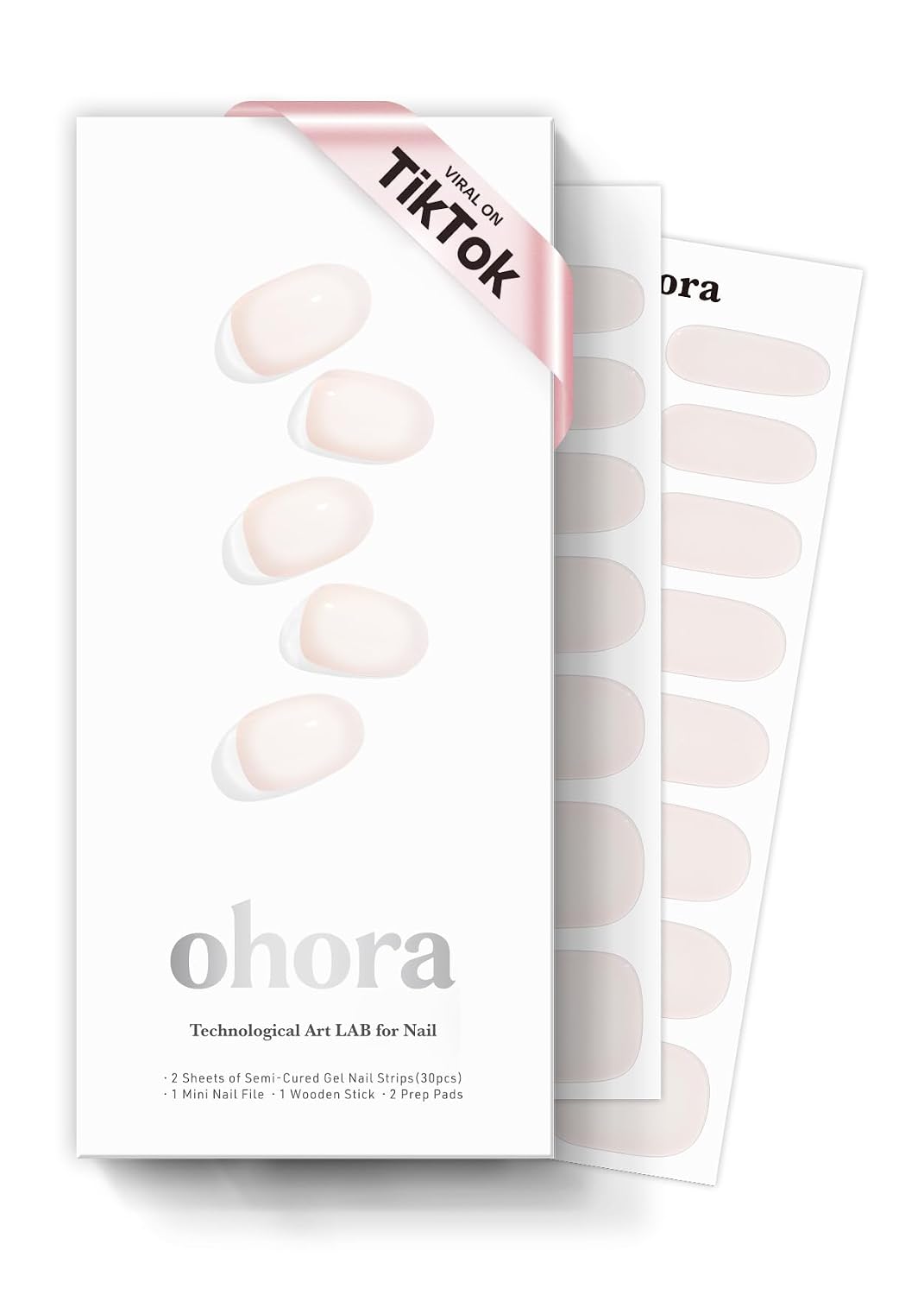 ohora Semi Cured Gel Nail Strips (N Cream Indigo) - Blue. Solid. Works with Any UV/LED Lamps. Salon-Quality. Long Lasting. Easy to Apply & Remove - Includes 2 Prep Pads. Nail File & Wooden Stick : Beauty & Personal Care