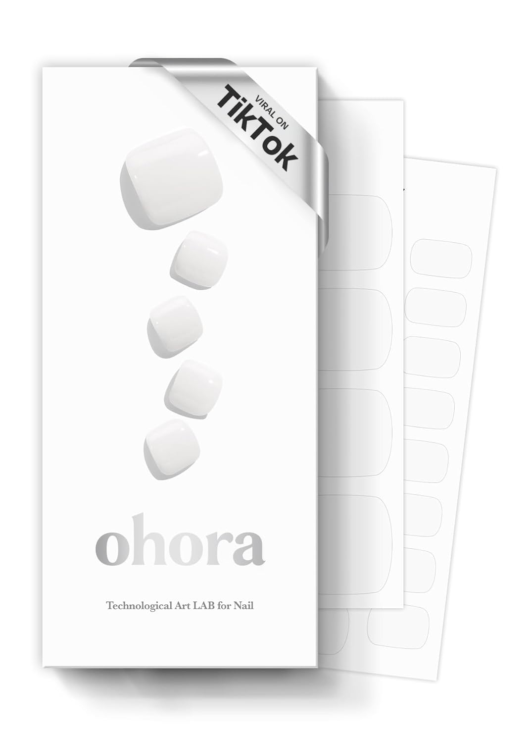 ohora Semi Cured Gel Pedi Strips (P Basic Pedicure no.3) - White. Solid. Works with UV/LED Lamps. Salon-Quality. Long Lasting. Easy to Apply & Remove - Includes 2 Prep Pads. Nail File & Wooden Stick : Beauty & Personal Care