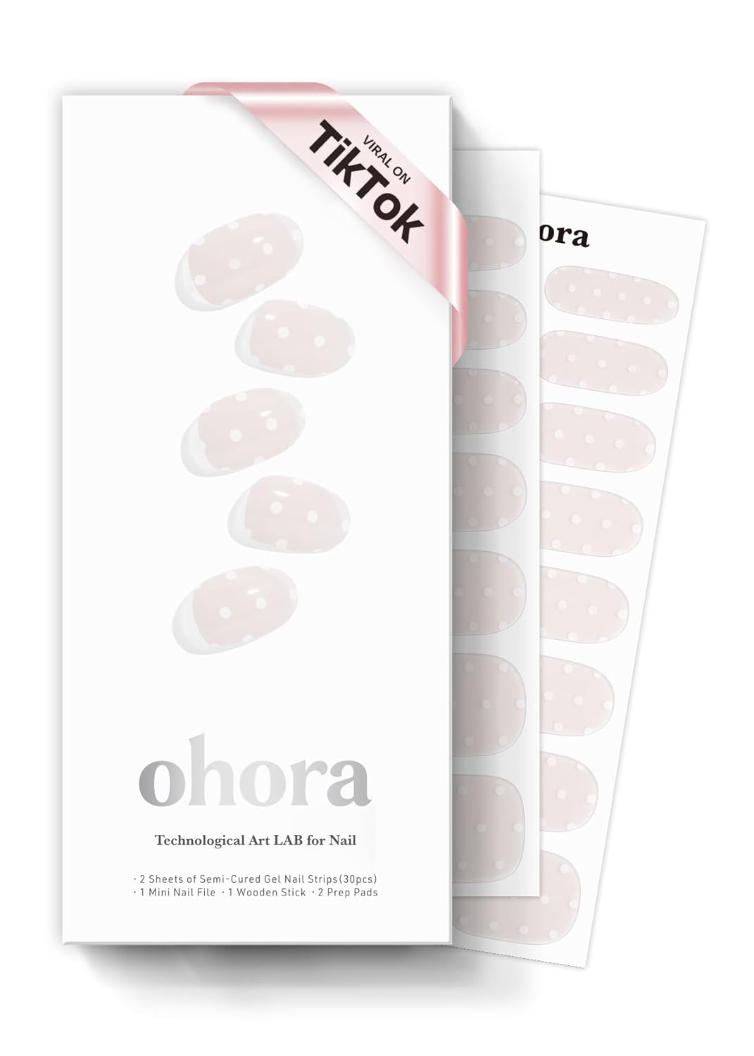 ohora Semi Cured Gel Nail Strips (N Essential French) - White. French. Works with Any UV/LED Lamps. Salon-Quality. Long Lasting. Easy to Apply & Remove - Includes 2 Prep Pads. Nail File & Wooden Stick : Beauty & Personal Care