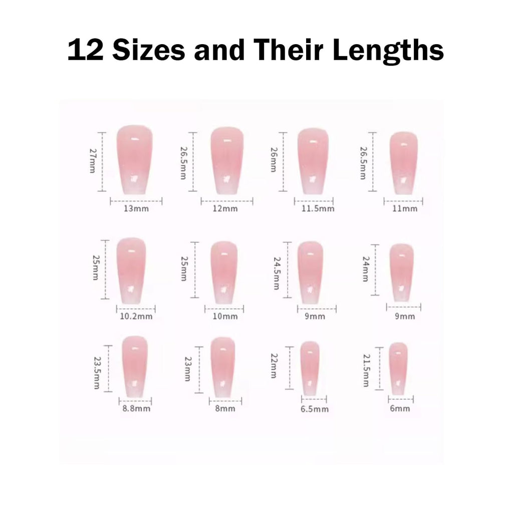 Hkanlre Bling Coffin Press on Nails Fake Nails Tips Full Cover Medium False Gradient Nails for Women and Girls 24PCS (Coffin pink) : Beauty & Personal Care