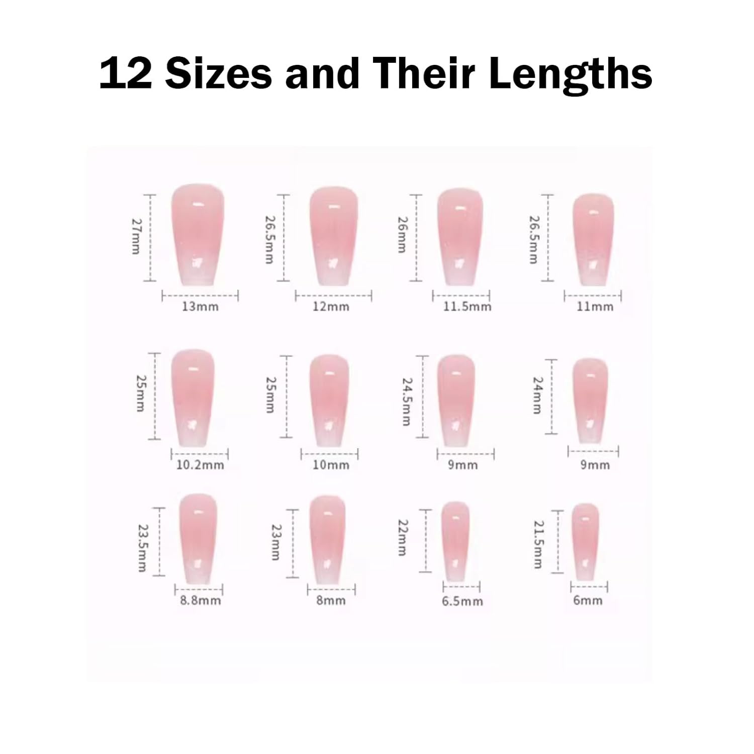 Hkanlre Bling Coffin Press on Nails Fake Nails Tips Full Cover Medium False Gradient Nails for Women and Girls 24PCS (Coffin pink) : Beauty & Personal Care