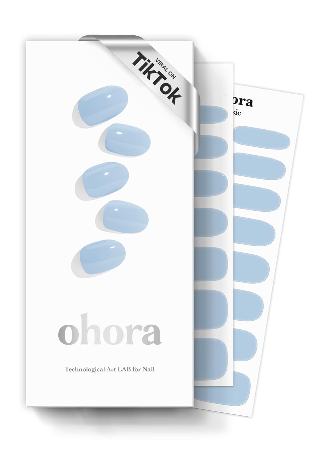 ohora Semi Cured Gel Nail Strips (N Cream Indigo) - Blue. Solid. Works with Any UV/LED Lamps. Salon-Quality. Long Lasting. Easy to Apply & Remove - Includes 2 Prep Pads. Nail File & Wooden Stick : Beauty & Personal Care