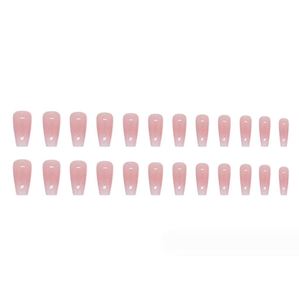 Hkanlre Bling Coffin Press on Nails Fake Nails Tips Full Cover Medium False Gradient Nails for Women and Girls 24PCS (Coffin pink) : Beauty & Personal Care
