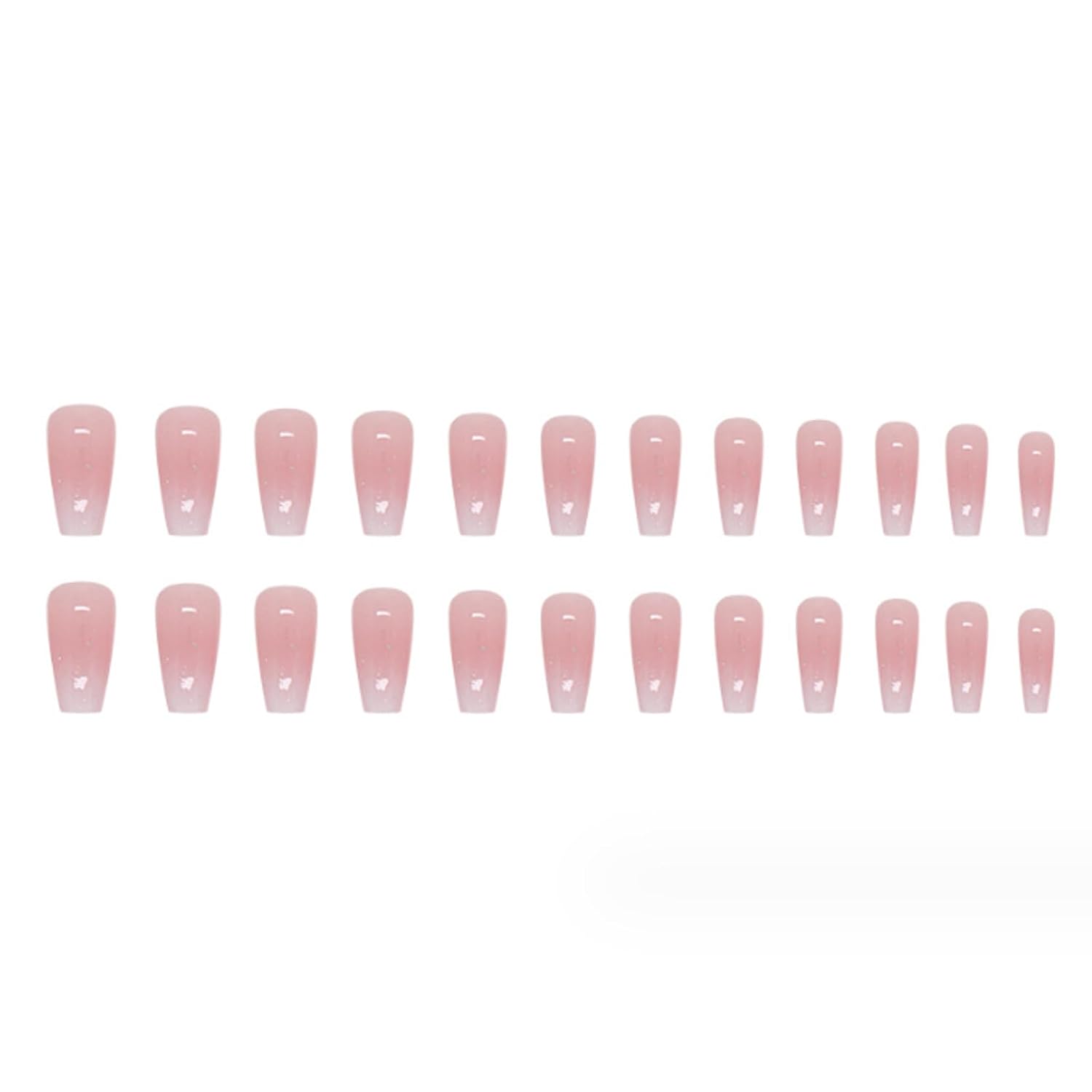 Hkanlre Bling Coffin Press on Nails Fake Nails Tips Full Cover Medium False Gradient Nails for Women and Girls 24PCS (Coffin pink) : Beauty & Personal Care