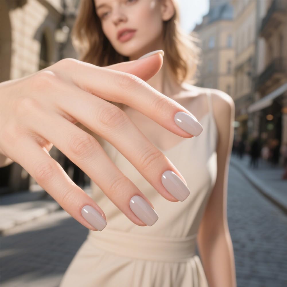 WAFOLOZE Nails Press ons.White Ombre Short Square Press on Nails Fake Nails Glossy Acrylic Artificial Nails Stick on Nails for Women 24Pcs : Beauty & Personal Care