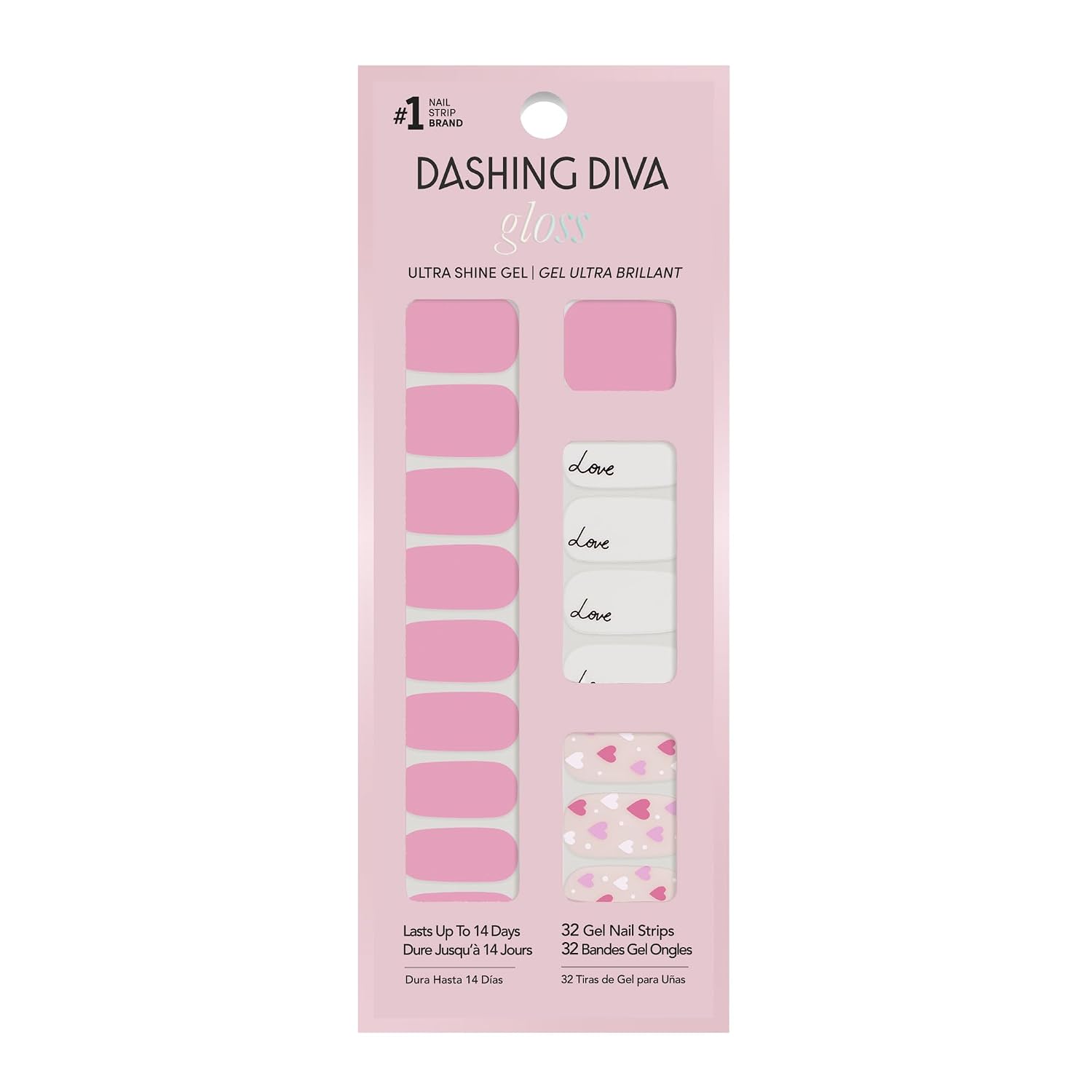 Dashing Diva Gloss Nail Strips - Crystal Clear - UV Free. Chip Resistant. Long Lasting Gel Stickers - Contains 32 Wraps. 1 Prep Pad. 1 File : Beauty & Personal Care