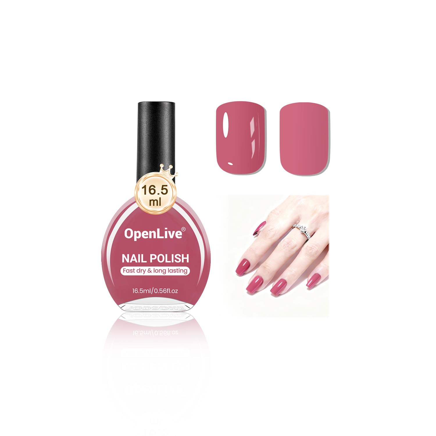 OpenLive 16.5ml Dark Red Nail Polish Large Volume Quick Dry Nail Polish. Long Lasting Shine. Fingernail Toenail Nail Art DIY Home Travel Nail Art Gift : Beauty & Personal Care
