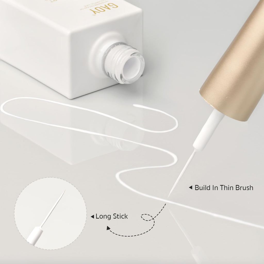 GAOY White Swirl Gel Nail Polish Art Liner. 12ml Classic Color Nail Paint Design with Thin Brush. UV Light Cure for DIY French Manicure at Home : Beauty & Personal Care