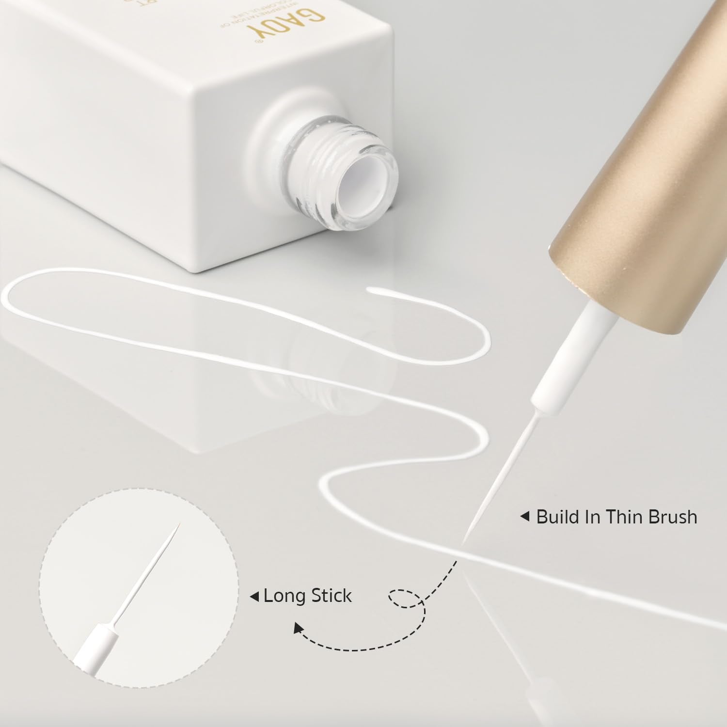 GAOY White Swirl Gel Nail Polish Art Liner. 12ml Classic Color Nail Paint Design with Thin Brush. UV Light Cure for DIY French Manicure at Home : Beauty & Personal Care