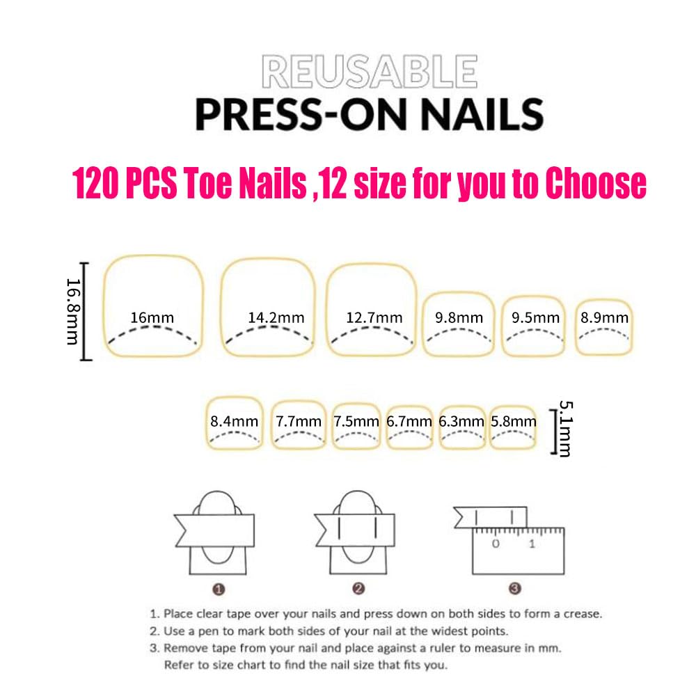 SWRITATSK Toe Nail Tips.French Press On Toenails For Women.120Pcs Press On Nails.Square Toe Nail Press Ons Toe Nails.12 Size French Nude Wearable Full Cover Fake Toenails.False Nails Gel Toe Nails : Beauty & Personal Care