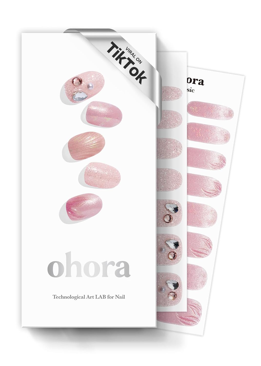 ohora Semi Cured Gel Nail Strips (N Dancing Flower) - White Works with Any UV/LED Lamps. Salon-Quality. Long Lasting. Easy to Apply & Remove - Includes 2 Prep Pads. Nail File & Wooden Stick : Beauty & Personal Care