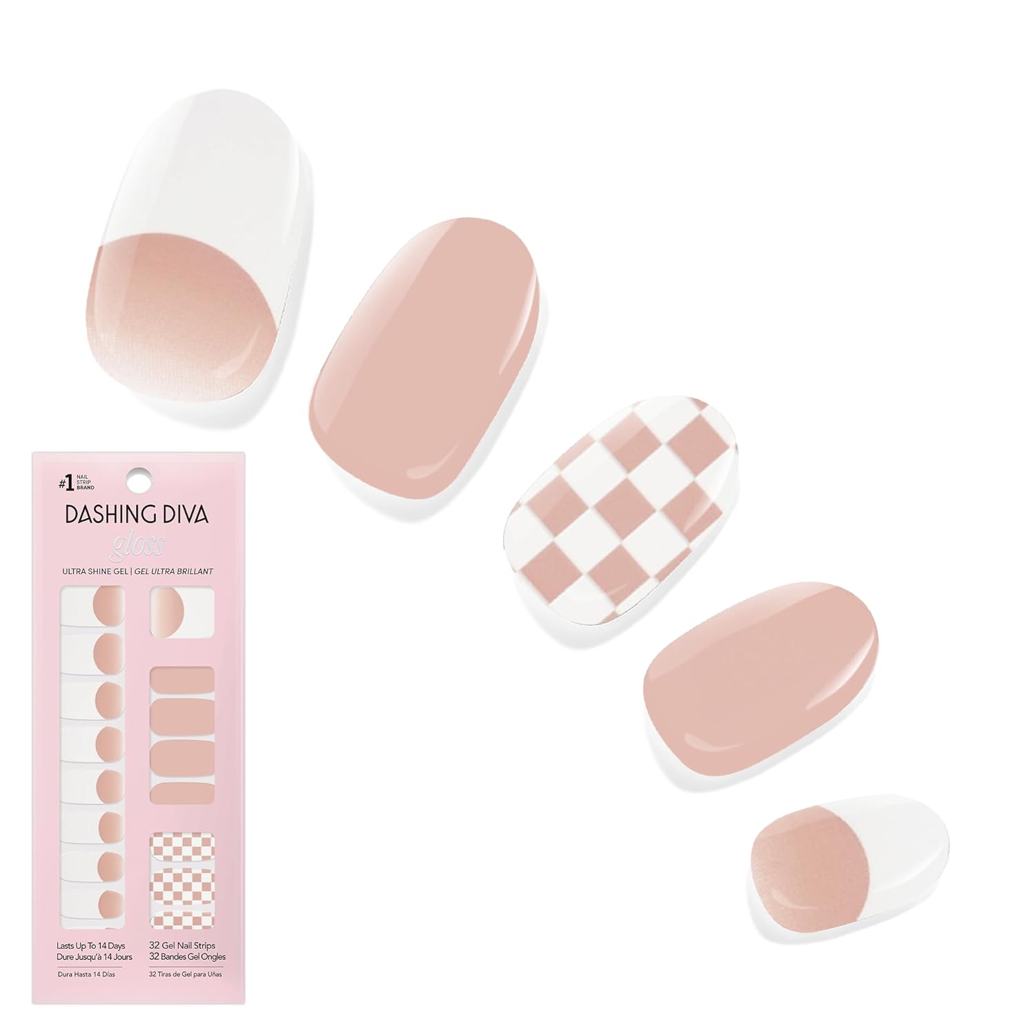 Dashing Diva Gloss Nail Strips - Crystal Clear - UV Free. Chip Resistant. Long Lasting Gel Stickers - Contains 32 Wraps. 1 Prep Pad. 1 File : Beauty & Personal Care