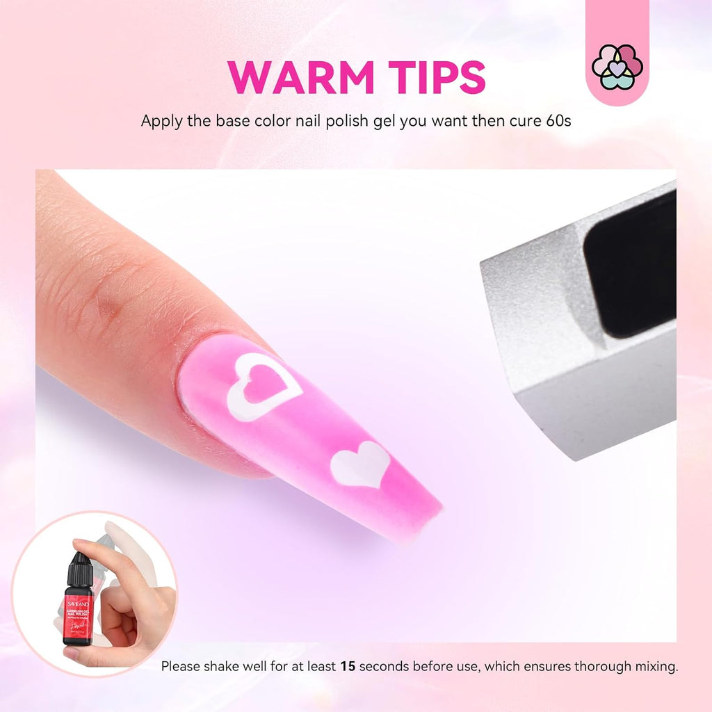 SAVILAND Airbrush Gel Nail Polish Hema-Free: Dilution-Free 12 Vitality Colors Airbrush for Nails Set Non-Acetone with Fine Mist Nail for Spray French & Ombre Nail Polish Nail Art Design Salon Kit : Beauty & Personal Care