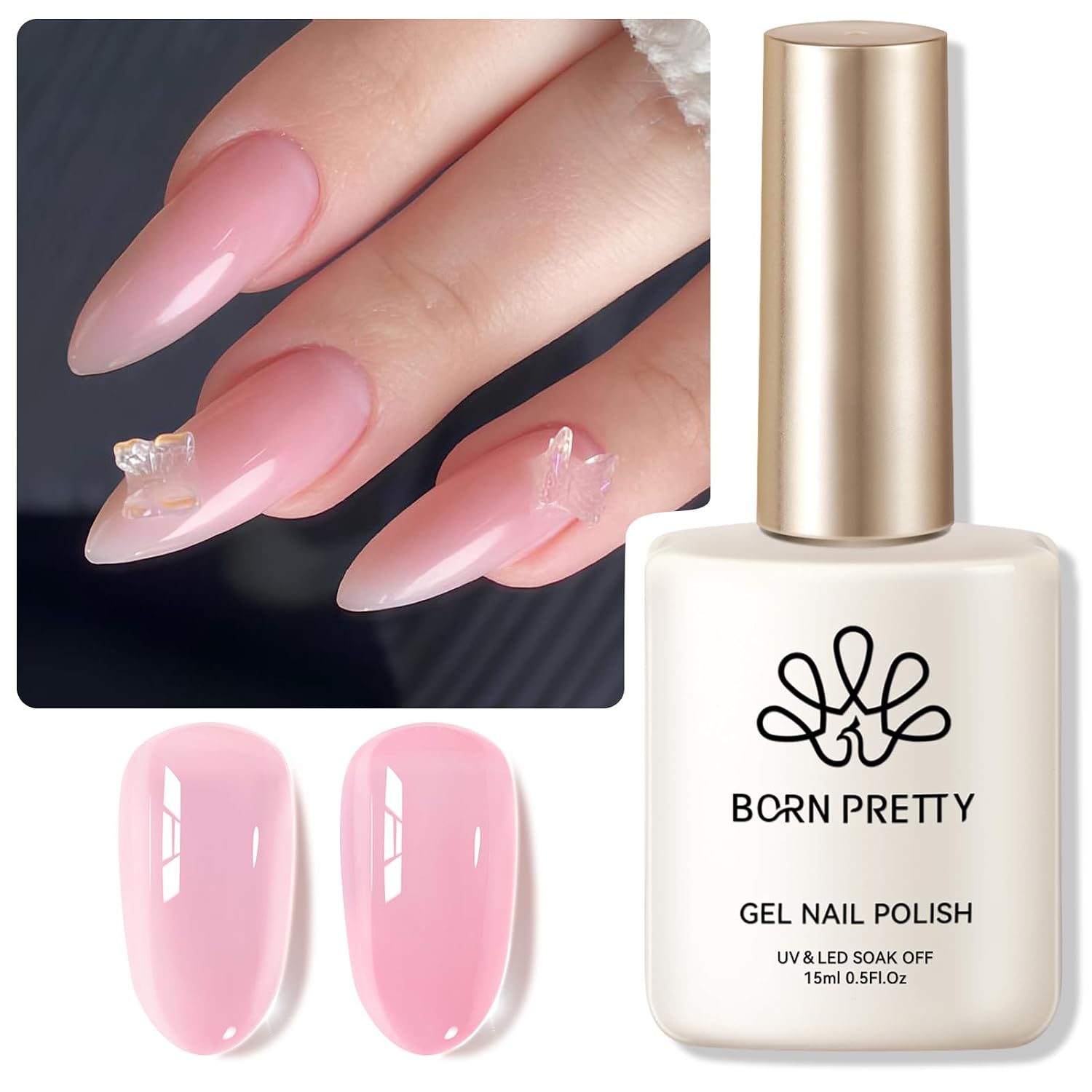 Born Pretty Milky White Gel Nail Polish Jelly White Sheer Translucent Neutral Gel Polish Soak Off Nail Art Gel 15ml. 0.54 Fl Oz : Beauty & Personal Care