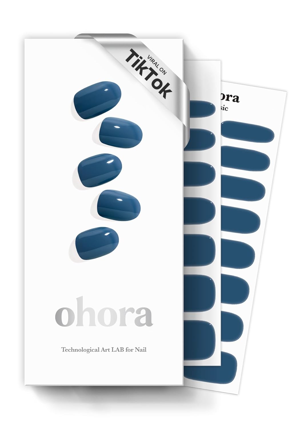 ohora Semi Cured Gel Nail Strips (N Cream Indigo) - Blue. Solid. Works with Any UV/LED Lamps. Salon-Quality. Long Lasting. Easy to Apply & Remove - Includes 2 Prep Pads. Nail File & Wooden Stick : Beauty & Personal Care