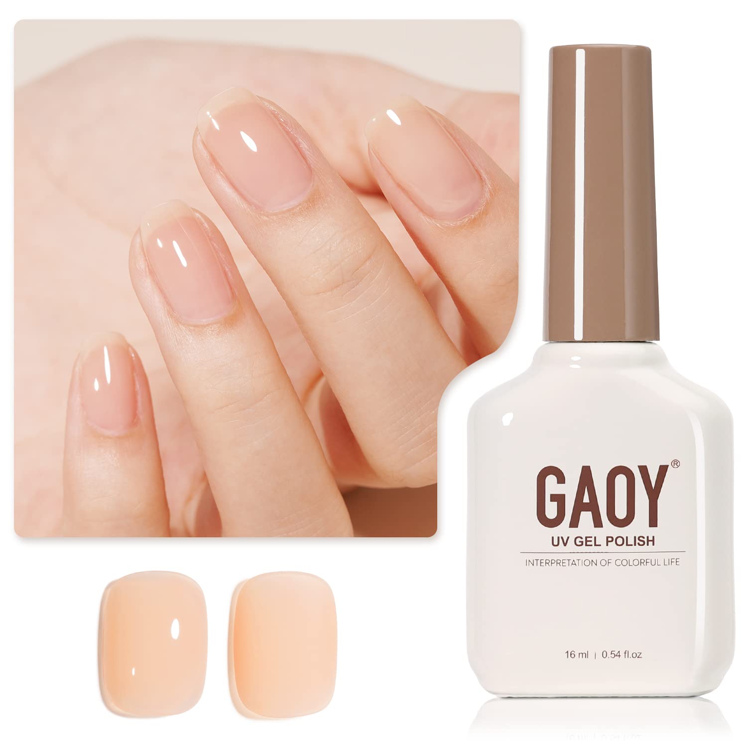 GAOY Sheer Light Pink Gel Nail Polish. 16ml Jelly Milky White Peach Translucent Color 1352 UV Light Cure Gel Polish for Nail Art DIY Manicure and Pedicure at Home : Beauty & Personal Care