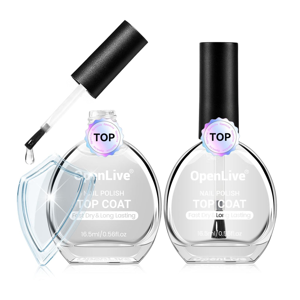 OpenLive Base and Top Coat Nail Polish Quick Dry.16.5ml Large capacity Basic Nail Polish Set Air Dry Fast. High-Glossy Shiny. No U V Light Needed for Women Salon DIY Nail Art : Beauty & Personal Care