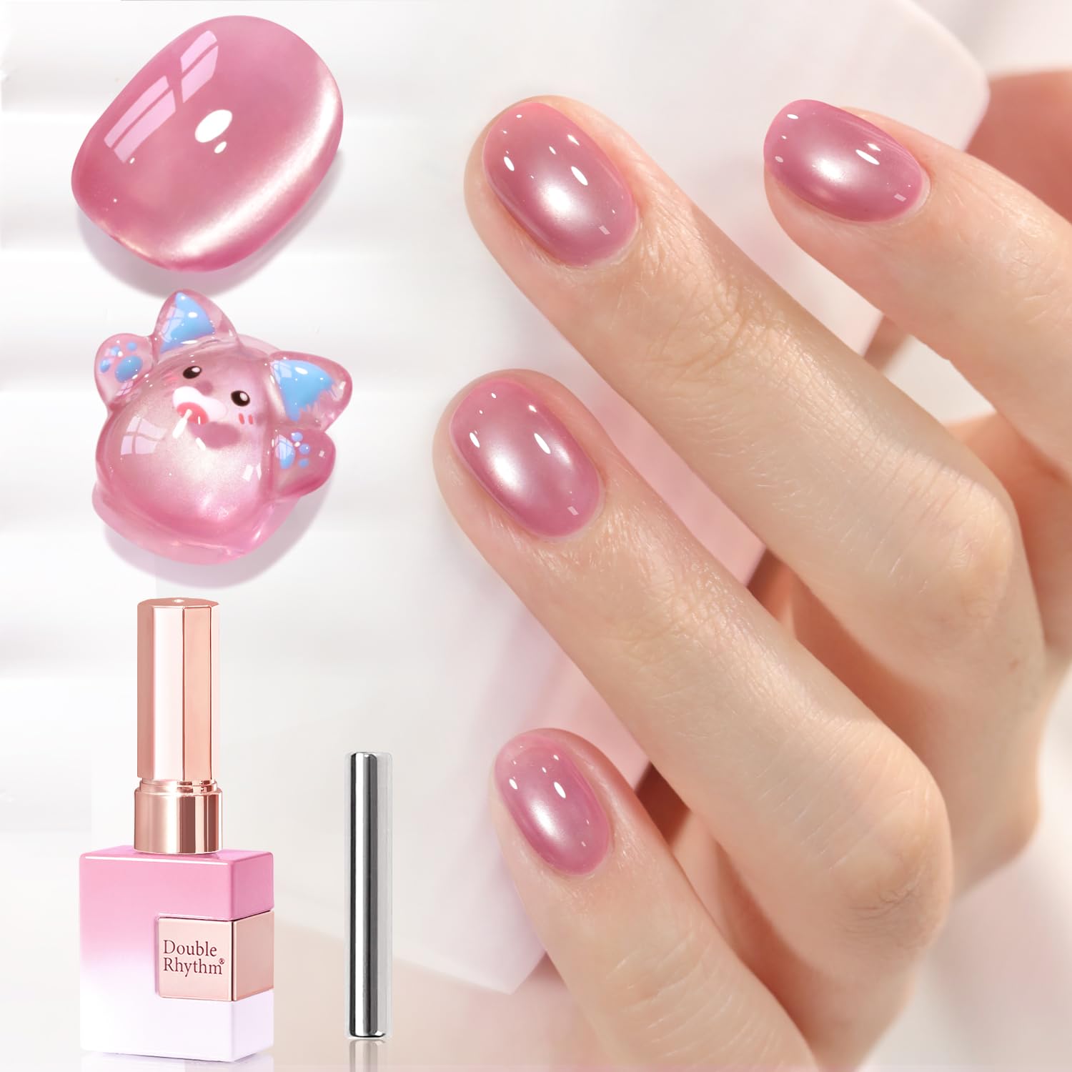 Double Rhythm 15ML Ice Glass Cat Eye Gel Polish with Magnet Holographic Glitter Shimmer Translucent Sheer Color Salon Soak Off Magnetic Nail at Home (Golden Violet-MC1129) : Beauty & Personal Care