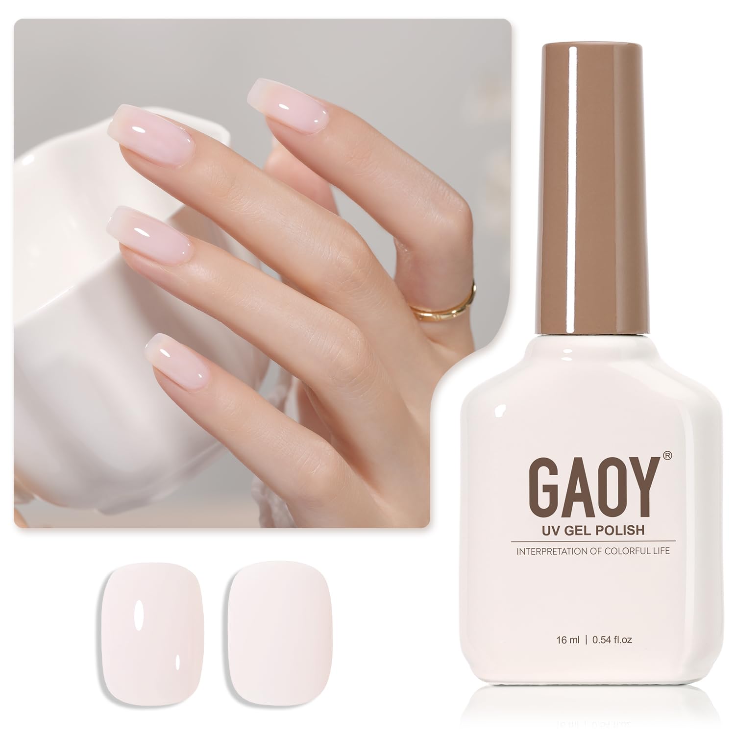 GAOY Sheer Light Pink Gel Nail Polish. 16ml Jelly Milky White Peach Translucent Color 1352 UV Light Cure Gel Polish for Nail Art DIY Manicure and Pedicure at Home : Beauty & Personal Care