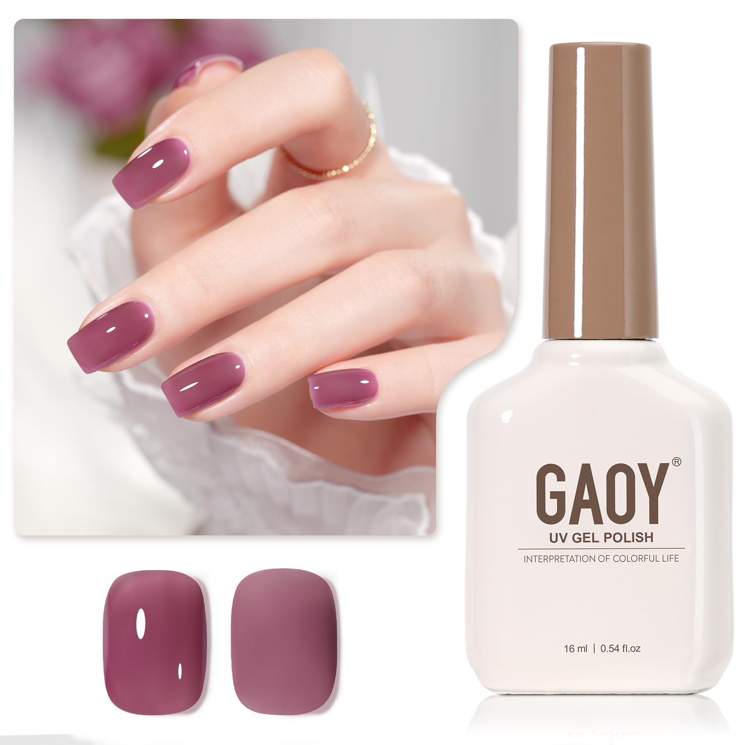 GAOY Sheer Light Pink Gel Nail Polish. 16ml Jelly Milky White Peach Translucent Color 1352 UV Light Cure Gel Polish for Nail Art DIY Manicure and Pedicure at Home : Beauty & Personal Care