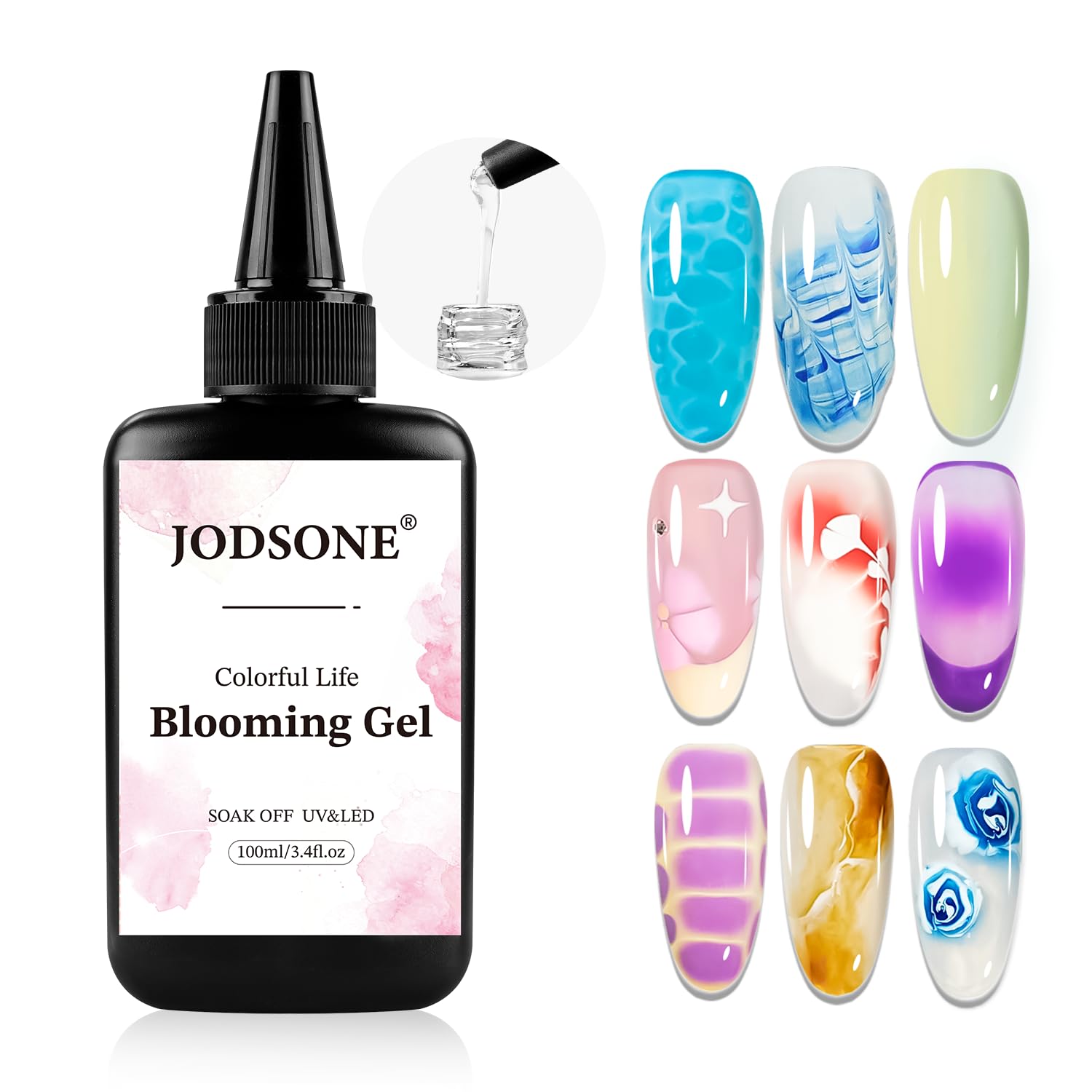 JODSONE 16.5ml Clear Blooming Gel Nail Polish for Spreading Effect Marble Natural Stone Watercolor Floral Print Nail Painting and Can Be Easily Used Suitable for DIY Nail Art : Beauty & Personal Care