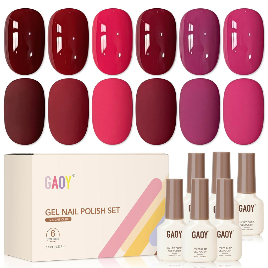 GAOY Rose Garden Jelly Gel Nail Polish of 6 Transparent Nude Red Pink Brown Colors Sheer Gel Polish Kit for Salon Manicure and Nail Art DIY at Home : Beauty & Personal Care