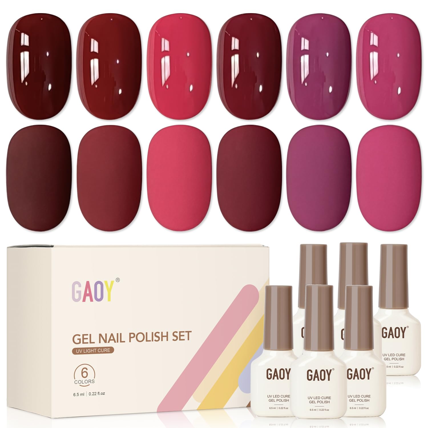 GAOY Rose Garden Jelly Gel Nail Polish of 6 Transparent Nude Red Pink Brown Colors Sheer Gel Polish Kit for Salon Manicure and Nail Art DIY at Home : Beauty & Personal Care
