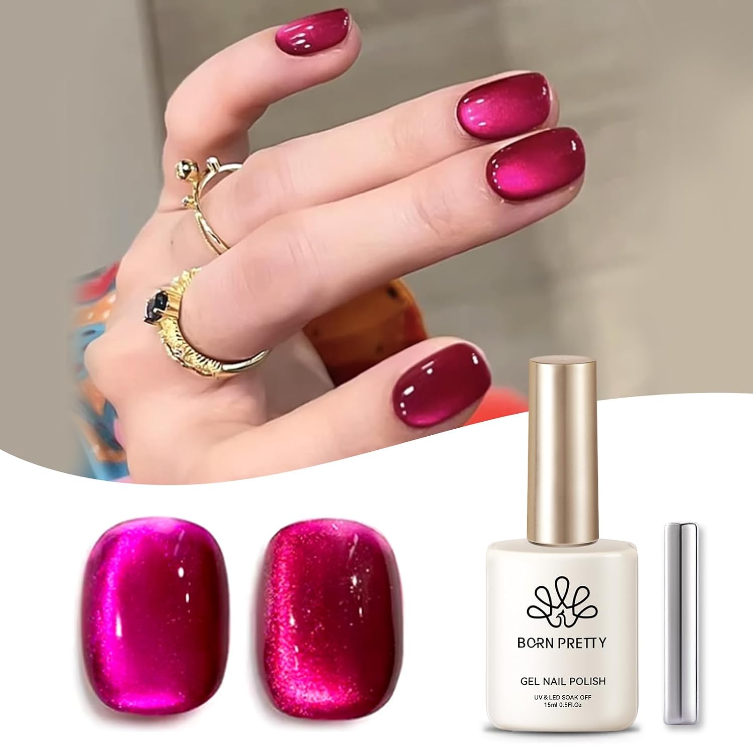 Born Pretty 9D Cat Magnetic Eye Gel Nail Polish Holographic Rainbow Gel Polish Blue Purple Soak Off U V LED Gel Polish Nail Art Design Manicure Salon DIY Home 15ML : Beauty & Personal Care
