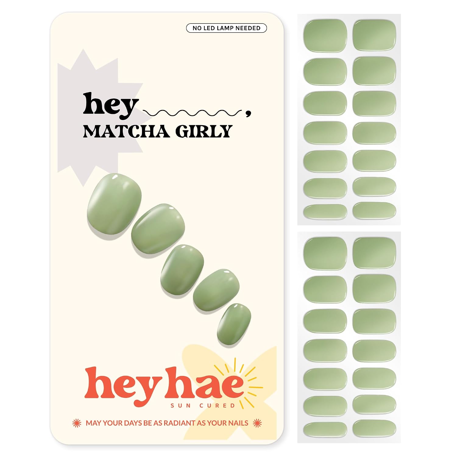 Heyhae Semi Cured Gel Nail Strips | No LED Lamp Needed | Ombre. Orange. Spring | Easy Apply & Remove. Salon Quality |Includes 28 Strips. 1 Prep Pads. Nail File & Wooden stick - Hey. You're My Sunshine : Beauty & Personal Care