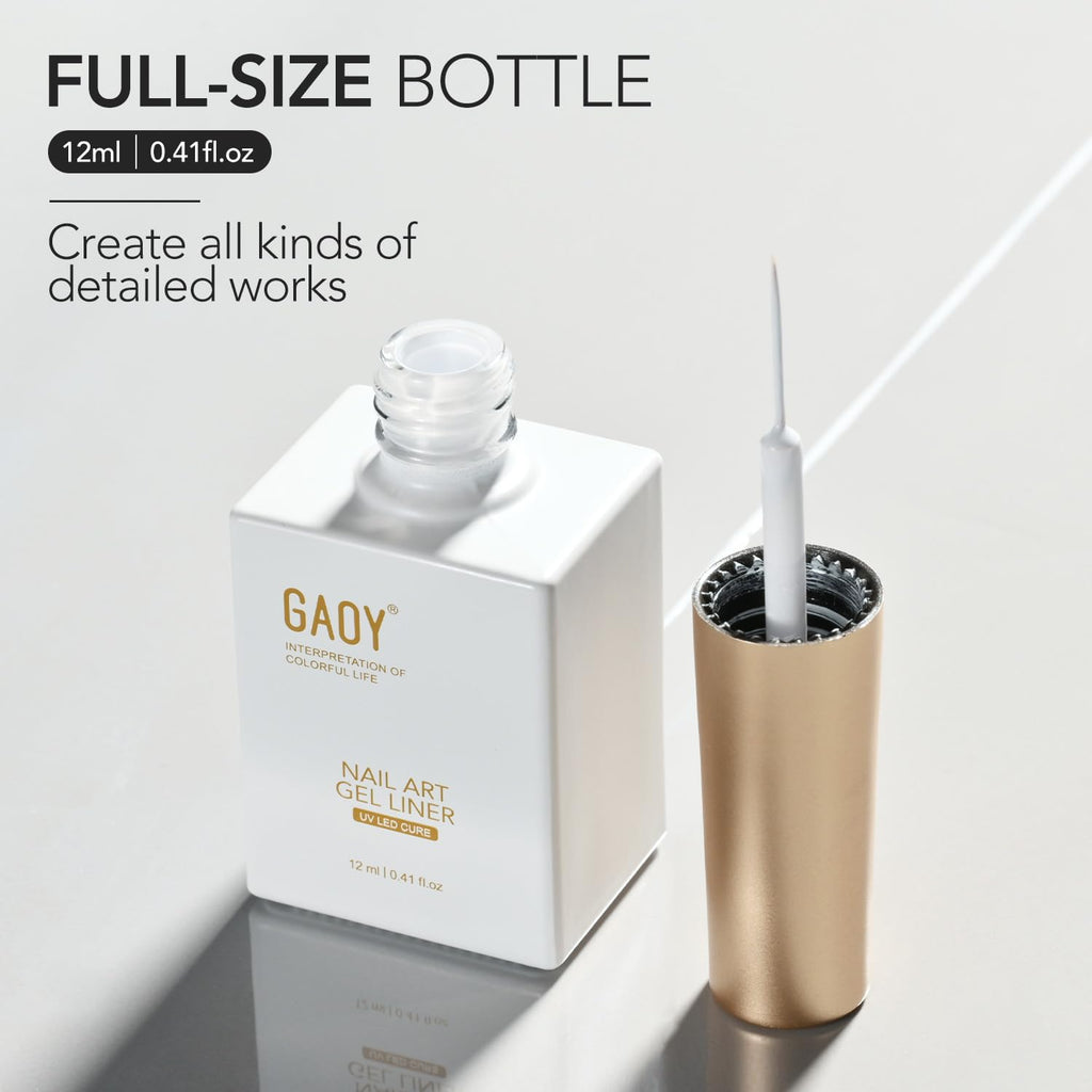 GAOY White Swirl Gel Nail Polish Art Liner. 12ml Classic Color Nail Paint Design with Thin Brush. UV Light Cure for DIY French Manicure at Home : Beauty & Personal Care