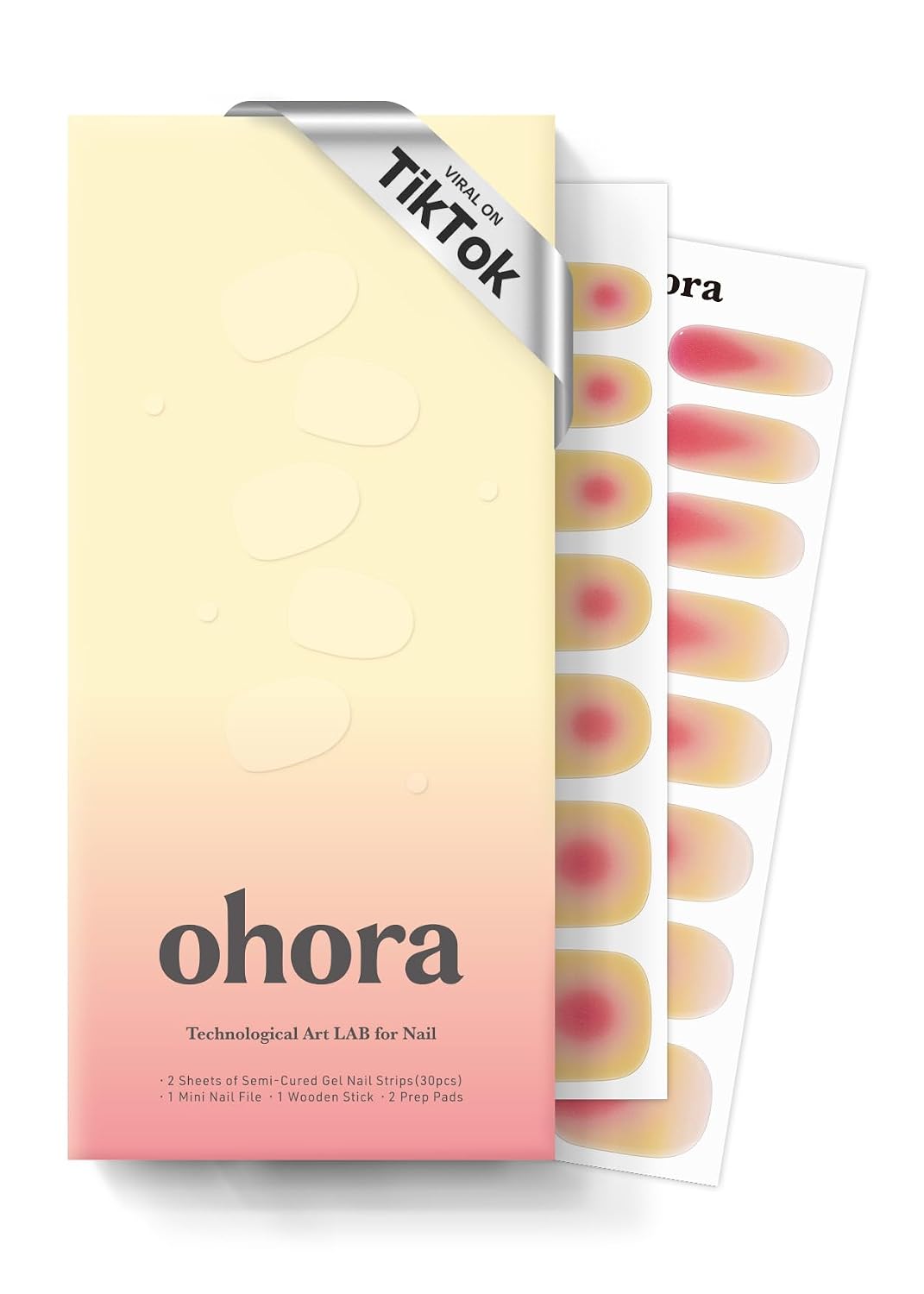 ohora Semi Cured Gel Nail Strips (N Dancing Flower) - White Works with Any UV/LED Lamps. Salon-Quality. Long Lasting. Easy to Apply & Remove - Includes 2 Prep Pads. Nail File & Wooden Stick : Beauty & Personal Care