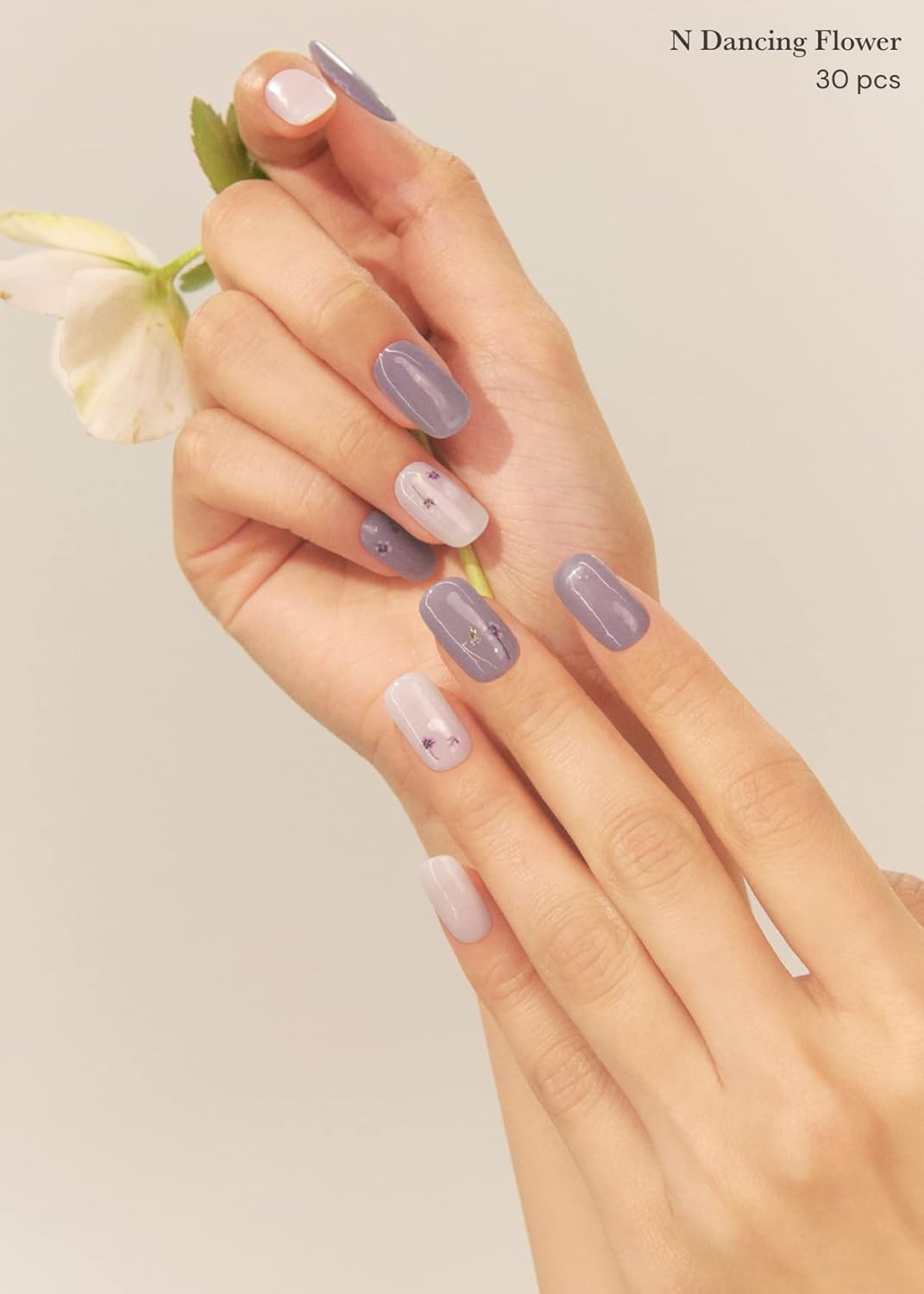 ohora Semi Cured Gel Nail Strips (N Dancing Flower) - White Works with Any UV/LED Lamps. Salon-Quality. Long Lasting. Easy to Apply & Remove - Includes 2 Prep Pads. Nail File & Wooden Stick : Beauty & Personal Care