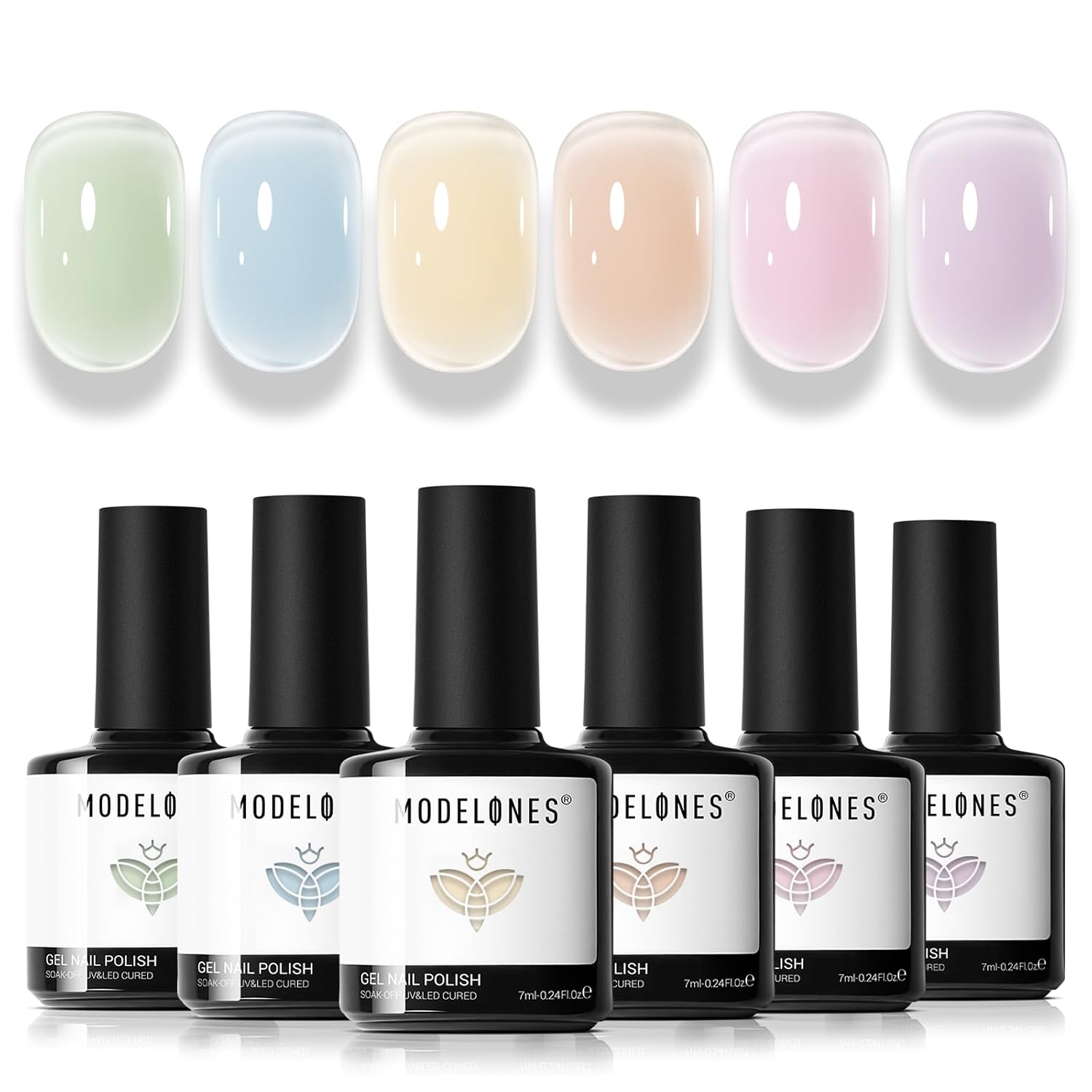 modelones Gel Nail Polish Kit -6 Colors Nude Pink Milky White Gel Polish Set Skin Tones Neutral Brown Soak Off Gel Nail Kit Manicure DIY Nail Art Salon Home Gift : Beauty & Personal Care