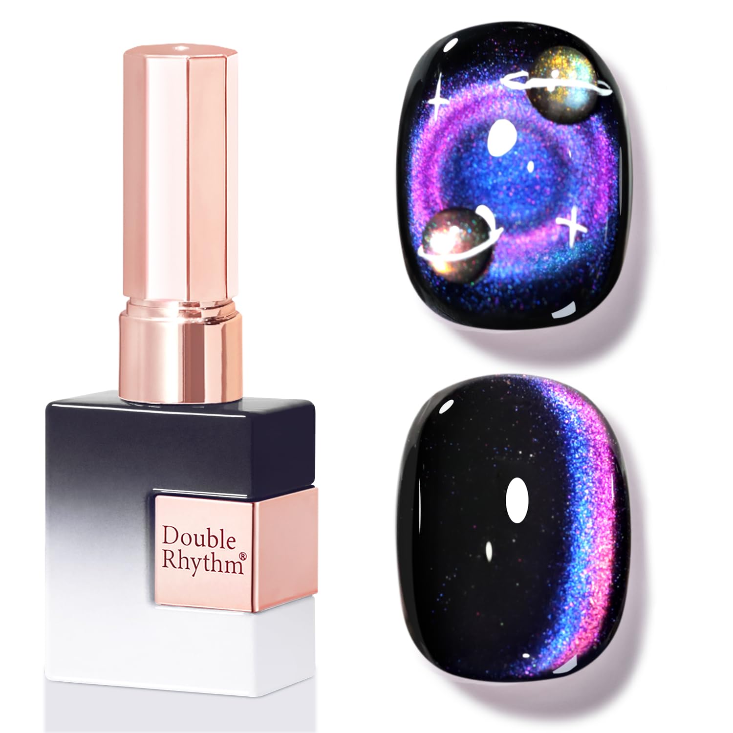 Double Rhythm 0.5 OZ Cat Eye Gel Polish with Magnet 15ML Holographic Glitter Shimmer Translucent Jelly Color Magnetic Polish Salon DIY at Home (Silver-MC1019) : Beauty & Personal Care