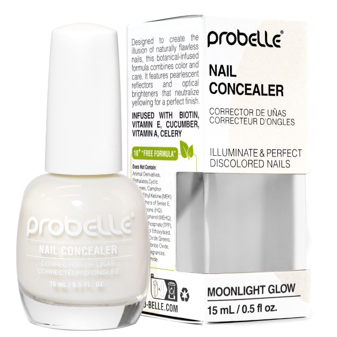 Probelle Illuminating Nail Concealer. Sheer Long Lasting Brightening Nail Polish for yellowing discolored nails. perfect finish for damaged nails with imperfections. Vegan. Gluten Free. Lilac Glow : Beauty & Personal Care