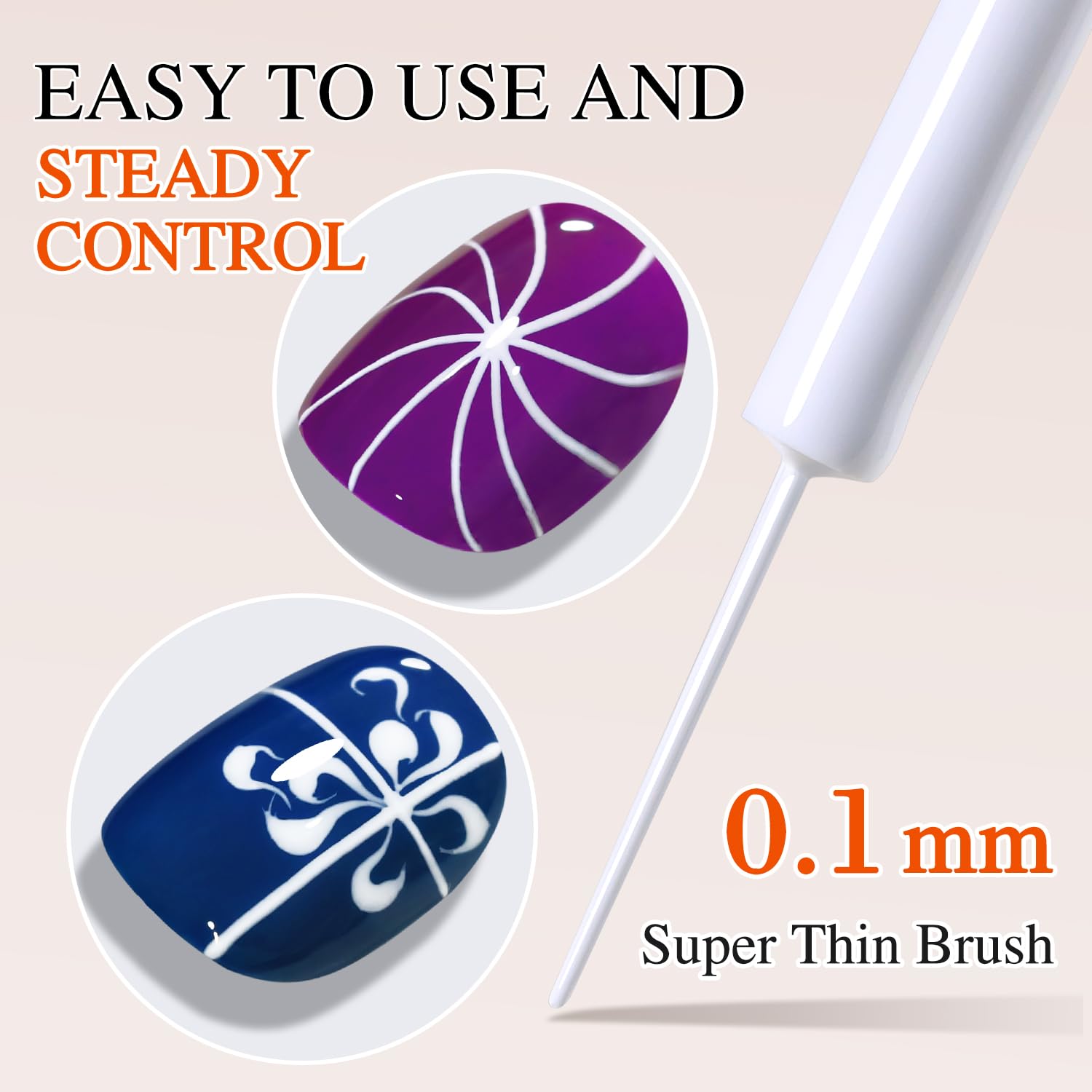 Double Rhythm 15 Ml Metallic Gel Liner Nail Art Bronze Mirror Chrome Painted Drawing Stripper 3D Effect Polish (White Liner Art -L1006) : Beauty & Personal Care