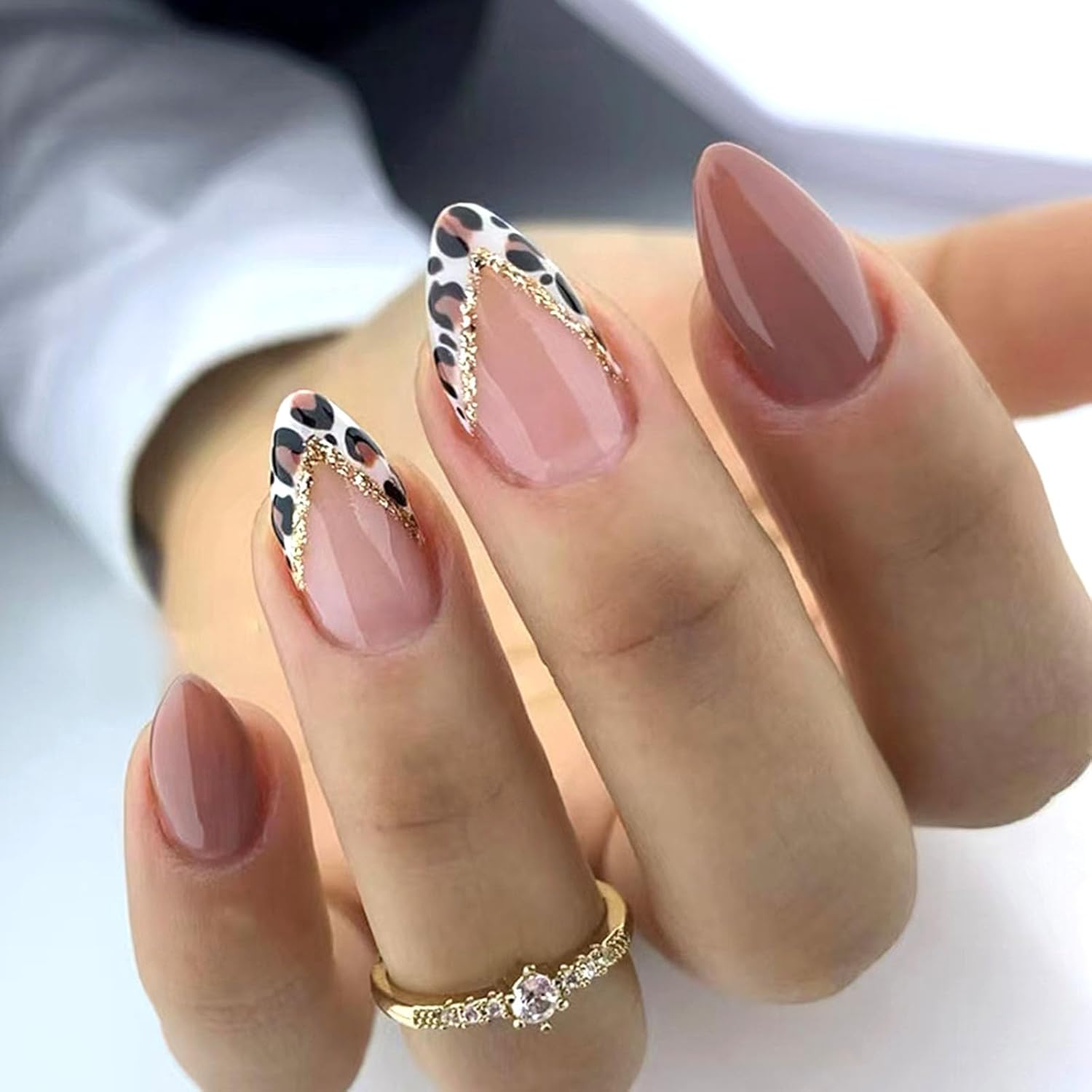 Short Press On Almond Fake Nails - Flower Acrylic Fall Nails Press Ons Full Cover Glue On Cute False Floral Stick On Nails for Women - 30 Pcs : Beauty & Personal Care