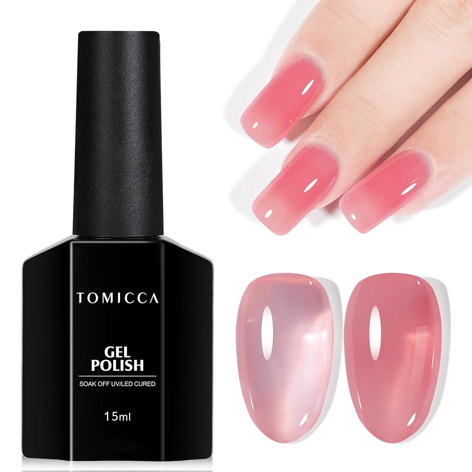 TOMICCA Nude Gel Nail Polish.15ml Light Nude Gel Polish.Soak Off Uv Led Cure Needed .Color Long Lasting Translucent Nail Art Manicure French Salon Diy Design Gifts For Woman : Beauty & Personal Care