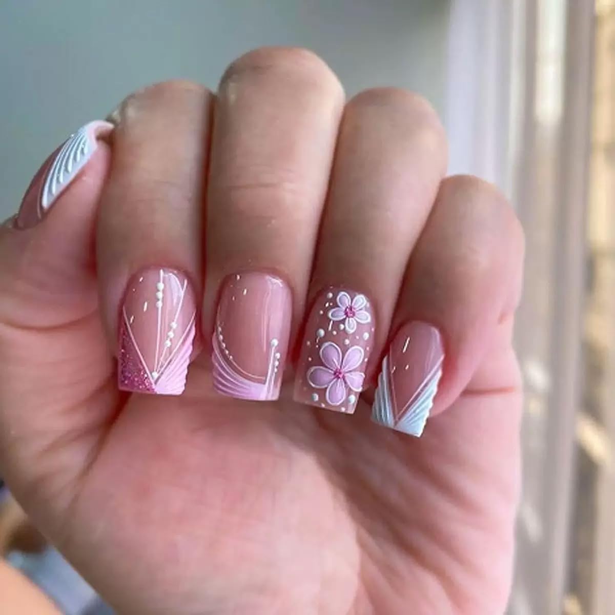 CTTHNBD Medium Press on Nails Coffin - Black French Tip Fake Nails with Bow Charms Design - Heart False Nails Press ons - for Women 24 Pcs : Beauty & Personal Care