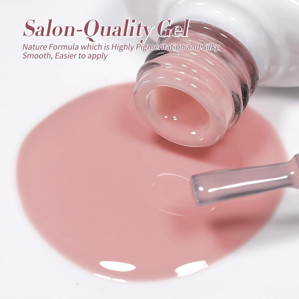 Born Pretty Milky White Jelly Nude Pink Gel Nail Polish Valentine's Day Translucent Natural Sheer Pink Soak Off U v Light Cure Gel Polish Kit for Salon and Nail Art DIY at Home 6Colors : Beauty & Personal Care