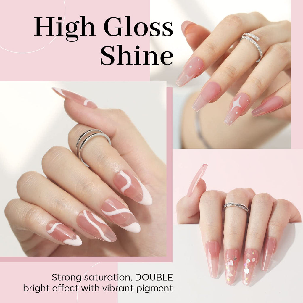 modelones Pink Gel Nail Polish Jelly Nude Pink Gel Polish French Tip Base Colors Translucent Soak Off U V Soap Nails for Nail Art Manicure at Home 15ML : Beauty & Personal Care