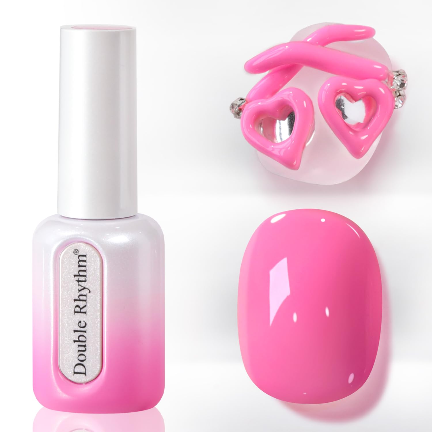 Double Rhythm 0.50 OZ Gel Polish Hema Free Same Color Same Bottle Golden Round Translucent Neutral Natural Milky 15 ML Jelly UV Polish Art DIY at Home (Bright Pink-H1040) : Beauty & Personal Care