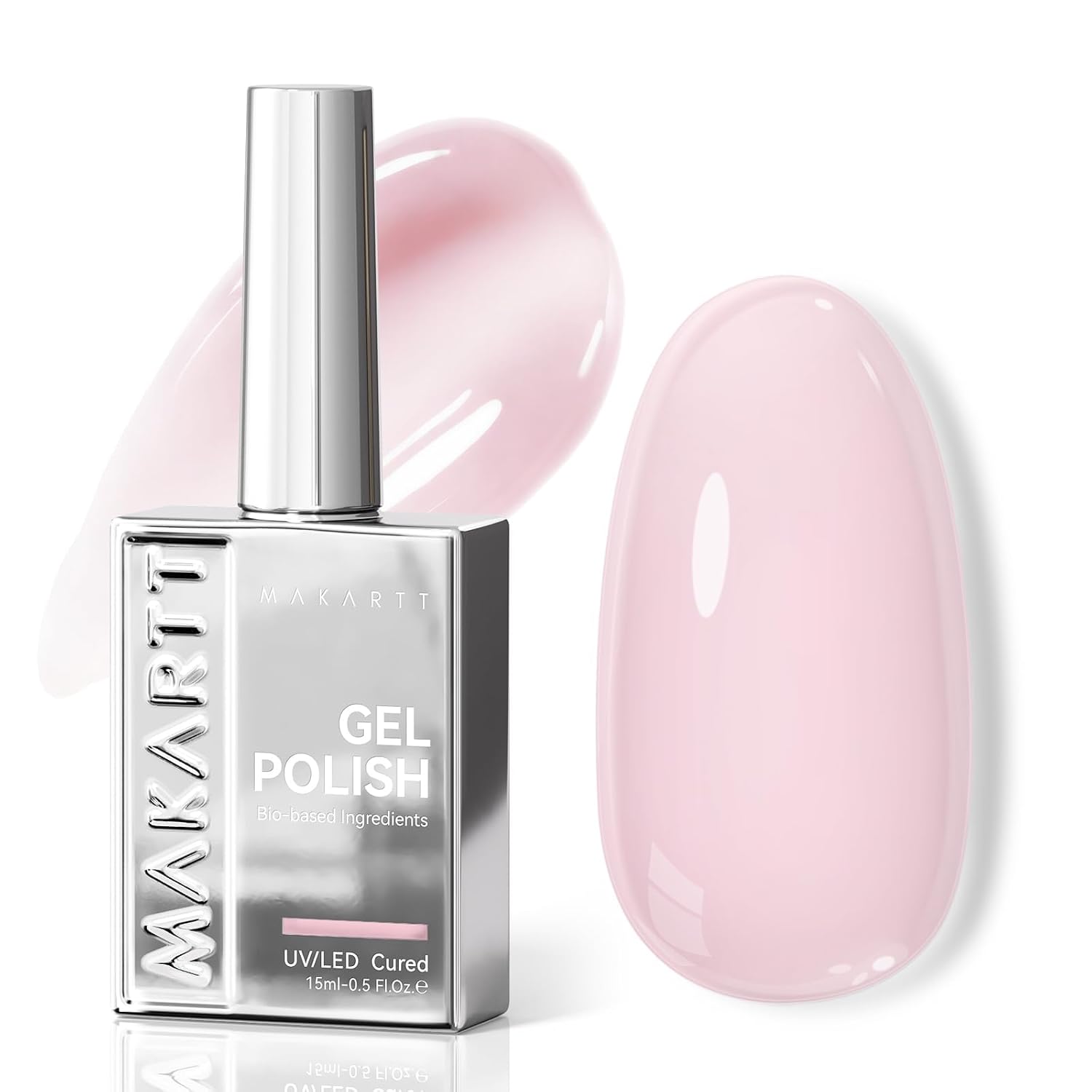 Makartt Milky Pink Gel Nail Polish: 15ML Hema-Free Jelly Baby Pink Nail Polish Sheer Translucent Effect Soak Off UV LED Nail Art Manicure DIY Home Salon Gift for Women : Beauty & Personal Care