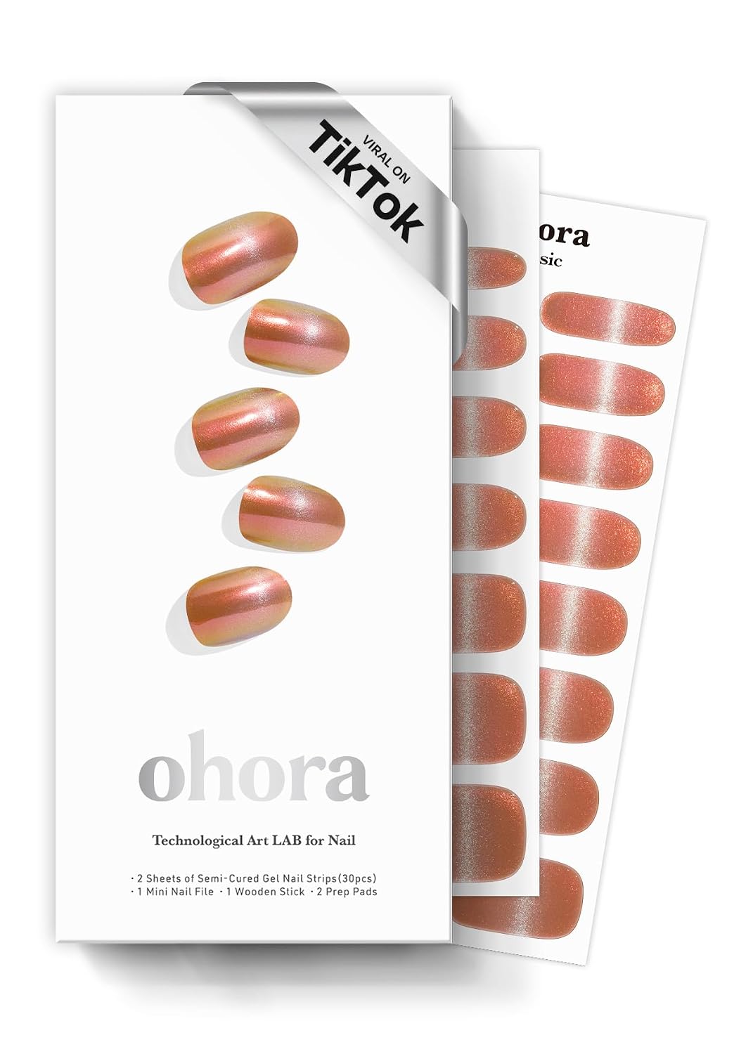 ohora Semi Cured Gel Nail Strips (N Cream Indigo) - Blue. Solid. Works with Any UV/LED Lamps. Salon-Quality. Long Lasting. Easy to Apply & Remove - Includes 2 Prep Pads. Nail File & Wooden Stick : Beauty & Personal Care